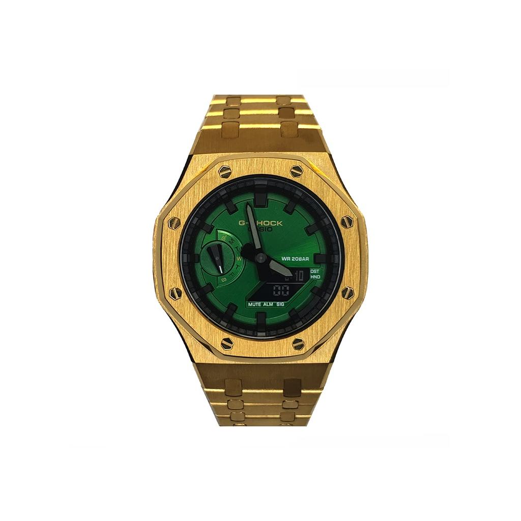 Casio Мужские часы с ЖК-дисплеем и аналоговым двойным дисплеем, серия Black, GA-2100SKE-7A(Watch3--)