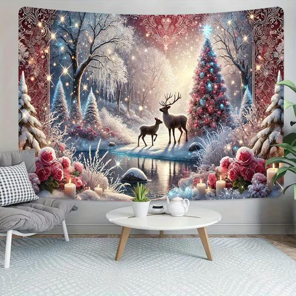 Christmas reindeer themed photo backdrop, holiday decoration, background for winter photo booth,4687