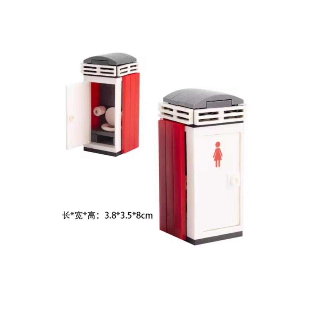 City Street Series Building Blocks Accessories Rail Transit Train Signal Light Railings Brick Toilet Flower Bed Phone Box Toy