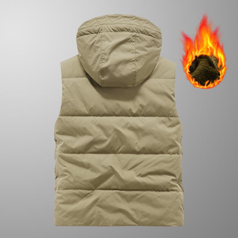 Осенне-зимний мужской жилет из утолщенного бархата для людей среднего возраста, базовый теплый повседневный жилет, спортивный жилет с несколькими карманами для активного отдыха