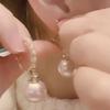 Серьги-гвоздики с цирконом и жемчугом, серебряные, женские, высококлассные, легкая роскошь, геометрические серьги, изысканные французские ретро серьги