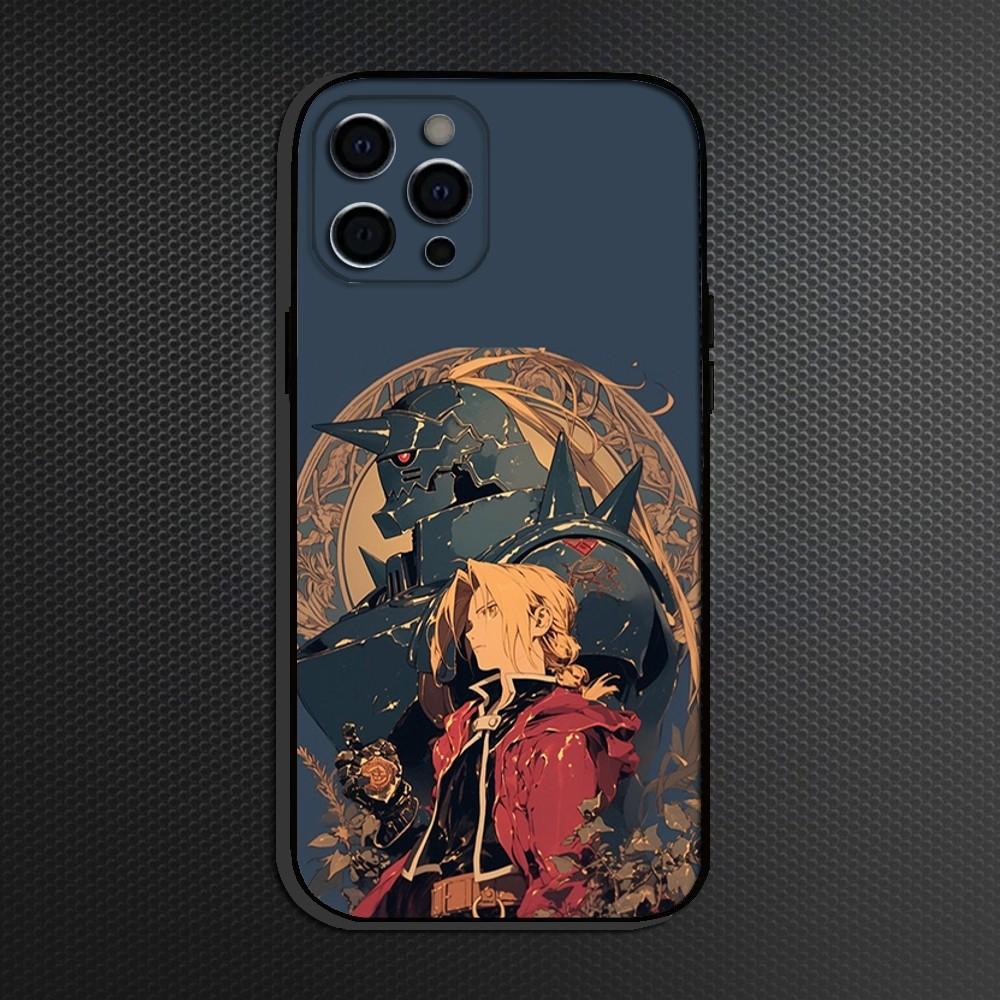 Fullmetals Anime A-Alchemists Brother Phone Case For iPhone 16,15,14,13,12,11 Plus,Pro Max,XS,X,XR,SE Soft Silicone Black Cover