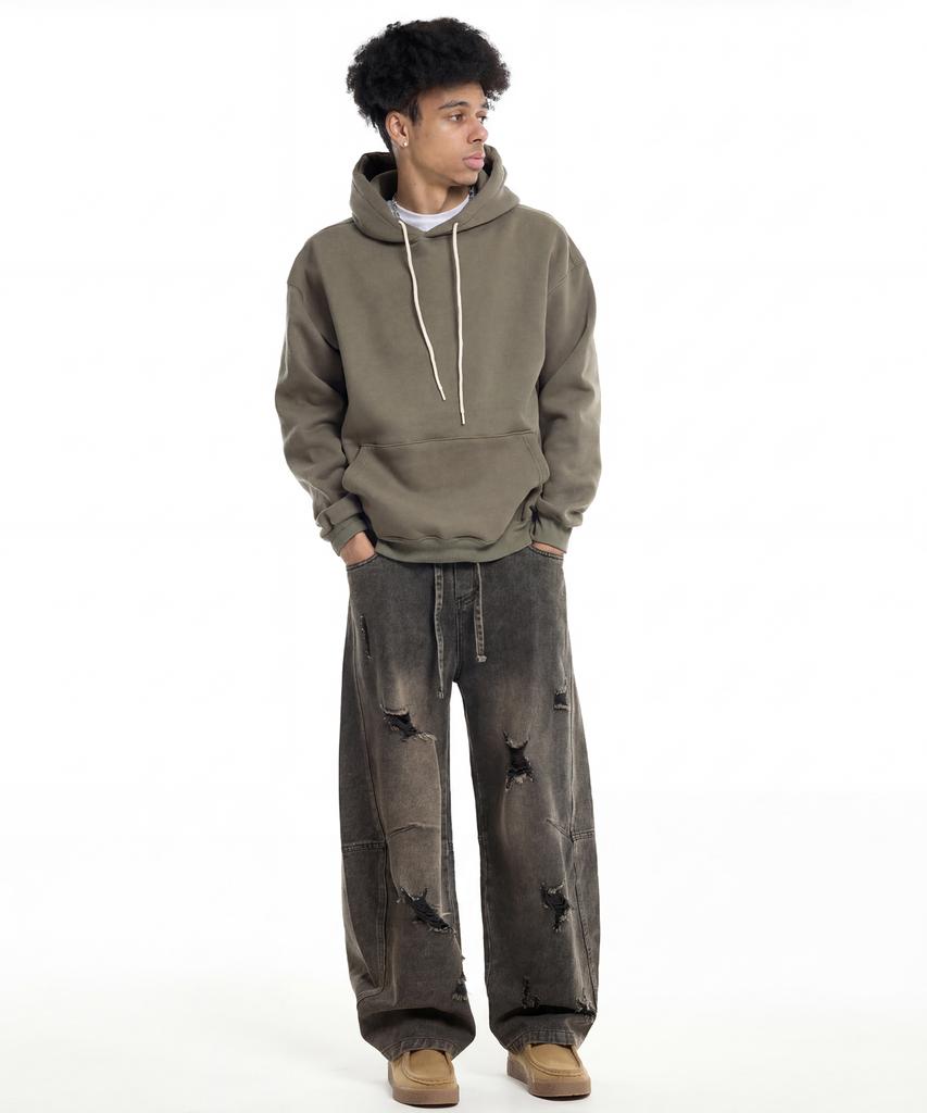 CREAM SODA LAB Distressed Wash Cut-Out Denim Pants Black