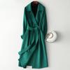 Handcrafted Long Woolen Coat for Women - Elegant Pure Color Overcoat