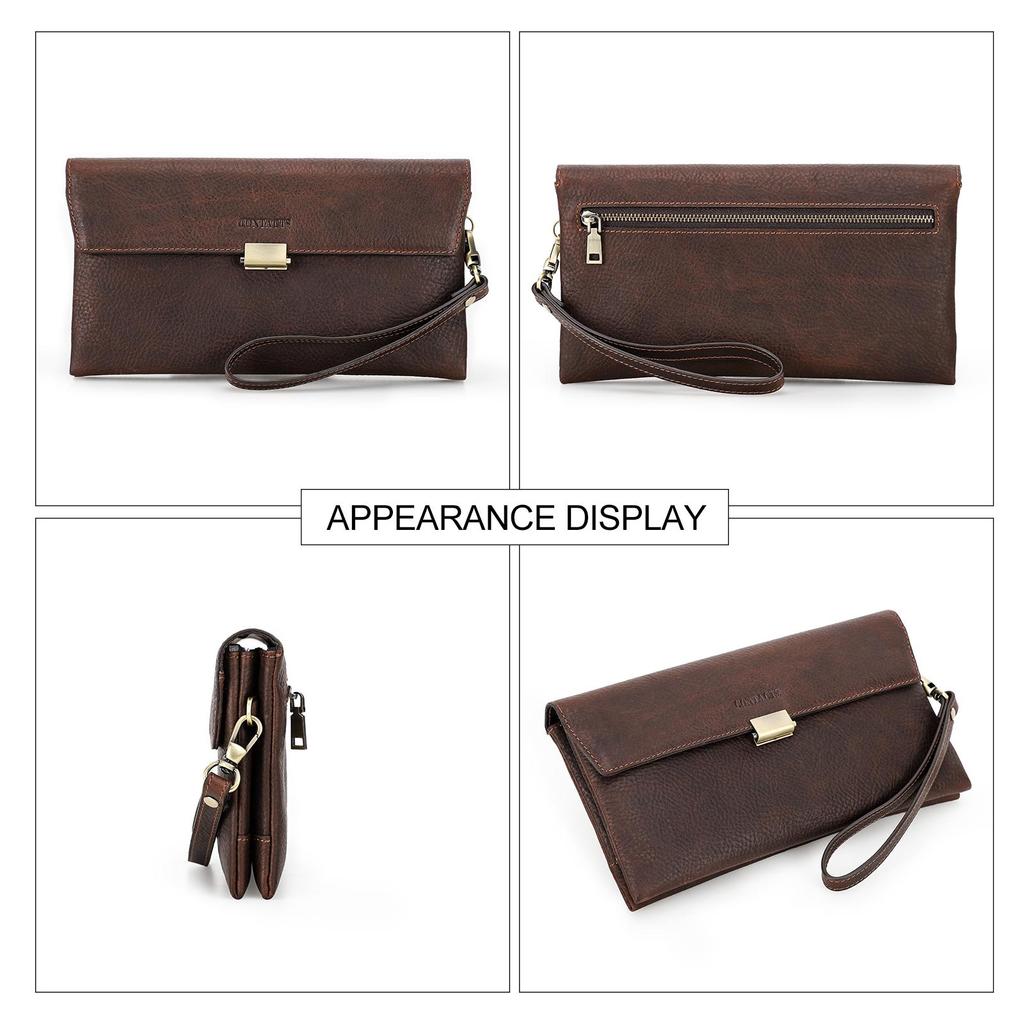 Мужской клатч CONTACT'S из натуральной кожи, RFID, мужские браслеты, кошелек, большой вместительный карман для телефона, длинный кошелек, держатель для кредитных карт