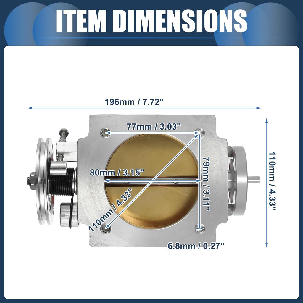 INFINAUTO Узел дроссельной заслонки 80 мм Автомобильный привод Алюминиевый сплав Серебристый тон 1 шт.