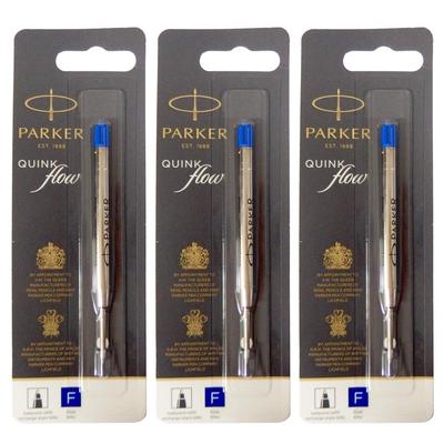Шариковая ручка Parker Quink Flow Fine Набор стержней S0909420, Синий, Пишущий узел, 0,8 мм, 3, 1950368,