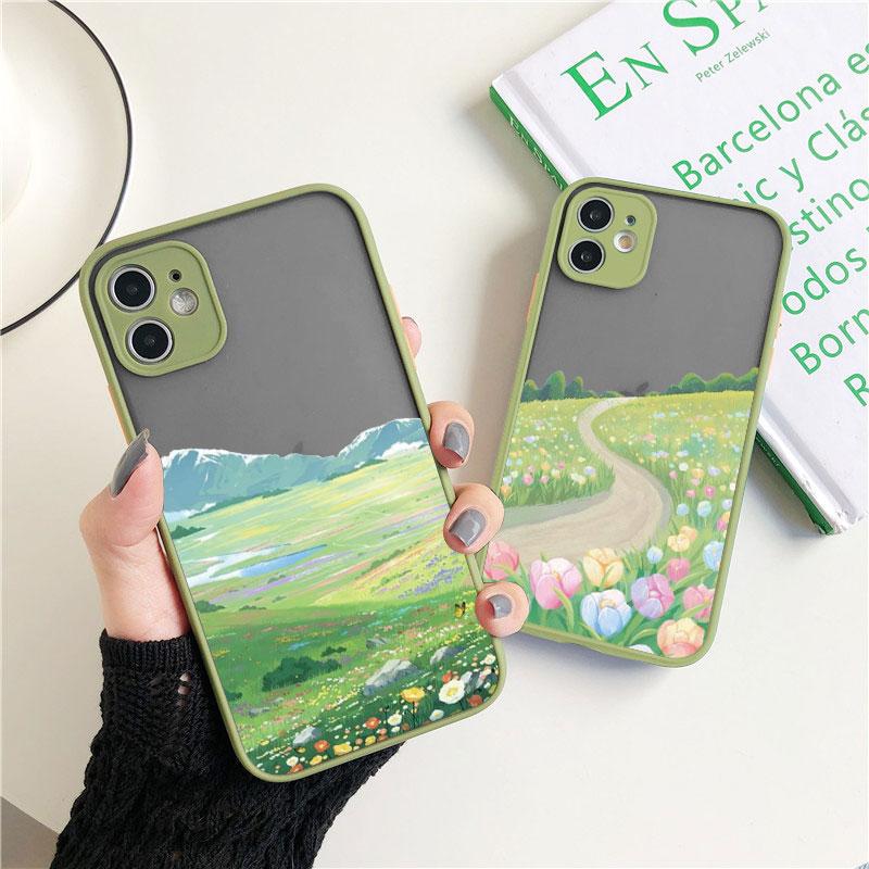 Field Flower Jungle Fresh Scenery Phone Case For iphone 16 14 11 12 13 15 Pro Max Mini 7 8 Plus SE2 XR XS Shockproof Cover Funda