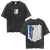 Anime AOT Attack on Titan Washed Tshirt Shingeki No Kyojin Season 4 Final Rumbling Eren Yaeger Oversized Tshirts Streetwear