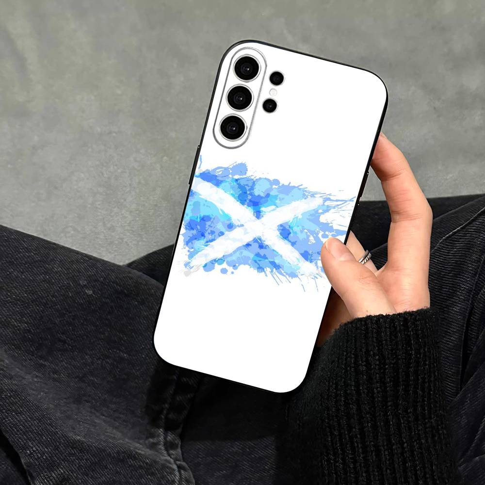 Чехол для телефона Шотландия Шотландский флаг для Samsung S25, S24, S21, S22, S23, S30, Ultra, S20, Plus, Fe, Note, 10, 9, 5G Черный
