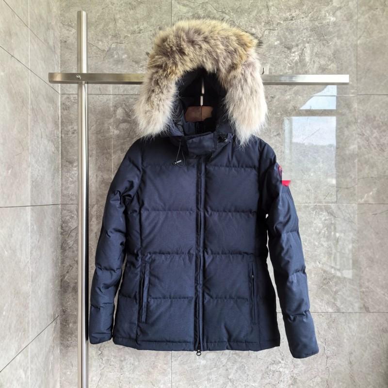 Womens Winter Down Jacket With Faux Fur Collar Hooded Puffer Coat 85-90% White Duck 700 Fill Power
