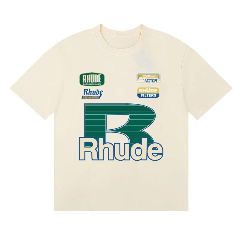 2026 Новый уличный тренд Rhude Футболка Повседневная с принтом логотипа Короткий рукав Летняя Мужская Женская Высококачественный Хлопковый Топ Футболка Y2k