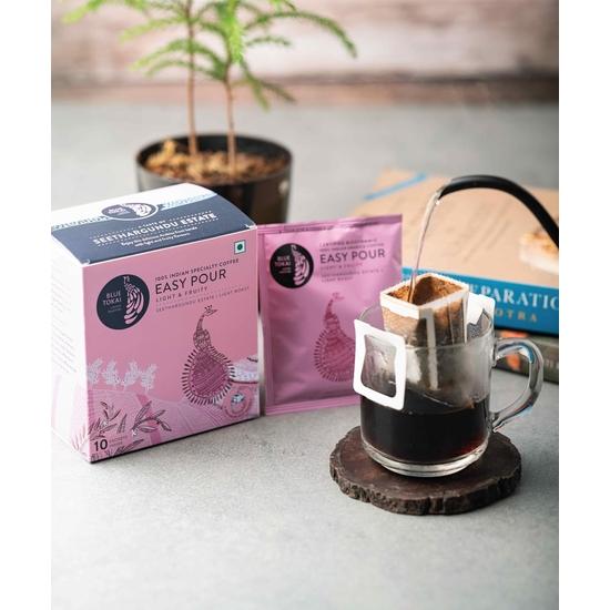 Blue Tokai Coffee Roasters Легкий Пуровер Кофе Пакетики для Заваривания | Упаковка из 10 Пакетиков | Готов к Завариванию за 2 Минуты | Просто Залейте Горячей Водой