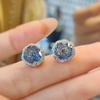 Elegant Blue Tanzanite Octagonal Pendant Set with Rose Cut Diamonds and Stud Earrings for Women