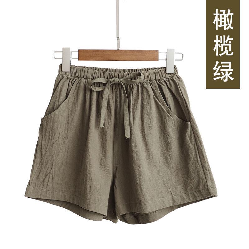 Spring and Summer New Cotton and Linen Shorts Women's Outer Wear Thin A- Shown Wide Leg High Waist Slimming Plus Size Loose Casual Shorts for Women