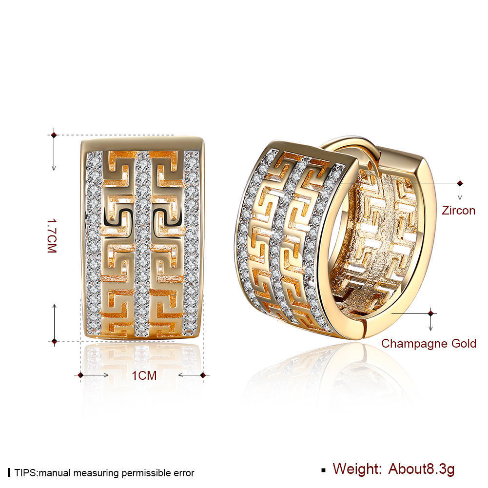 Серьги из циркония с покрытием из 8-каратного золота, высококачественные двухрядные серьги с узором Great Wall