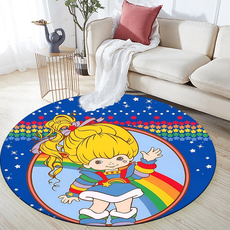 Rainbow Brite,Round Area Rug,Carpet Rug for Living Room Bedroom Sofa Playroom Decor,Non-slip Floor Mat