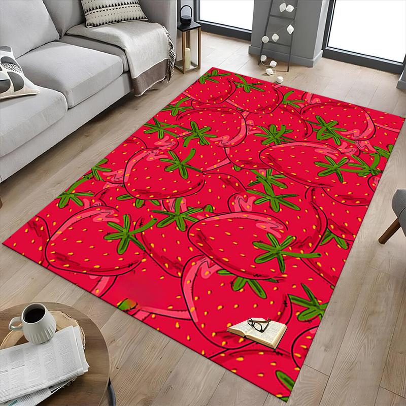 1 шт. ковер на пол с рисунком клубники, очень большой, нескользящий, для офиса, семьи, студии, ковер для большой площади, ковер для помещений, яркий акцент