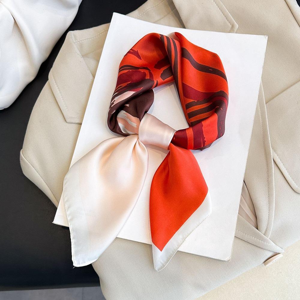 Square Lily Scarves Wrap Polyester Women Satin Hijab Fashion Silk Hair Bands  Female Accessories