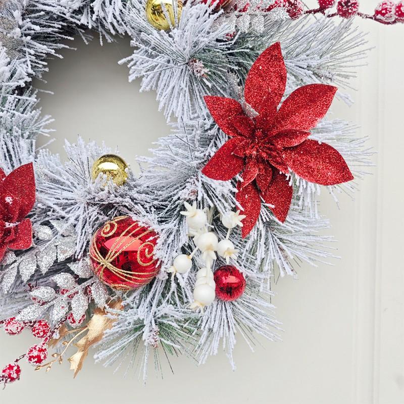 Christmas Flocked Wreath Door Hanging Holiday Decor 45CM American Style Handmade