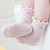 Floral Print Baby Mesh Socks Summer Thin Breathable Princess Girl Middle Tube Socks Rolled Edge Kids Cotton Socks