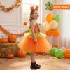 Pumpkin Tutu Dress Halloween Costume for Girls Tulle Skirt Party Dress with Headband and Pumpkin Bag Set for Festival Stage Performance