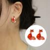 1 Pair Women Earrings Fox Shape Shiny Rhinestone Realistic Animal Shape Colorfast Exquisite Anti-rust Anti-allergy Women Ear Studs Ear Decoration