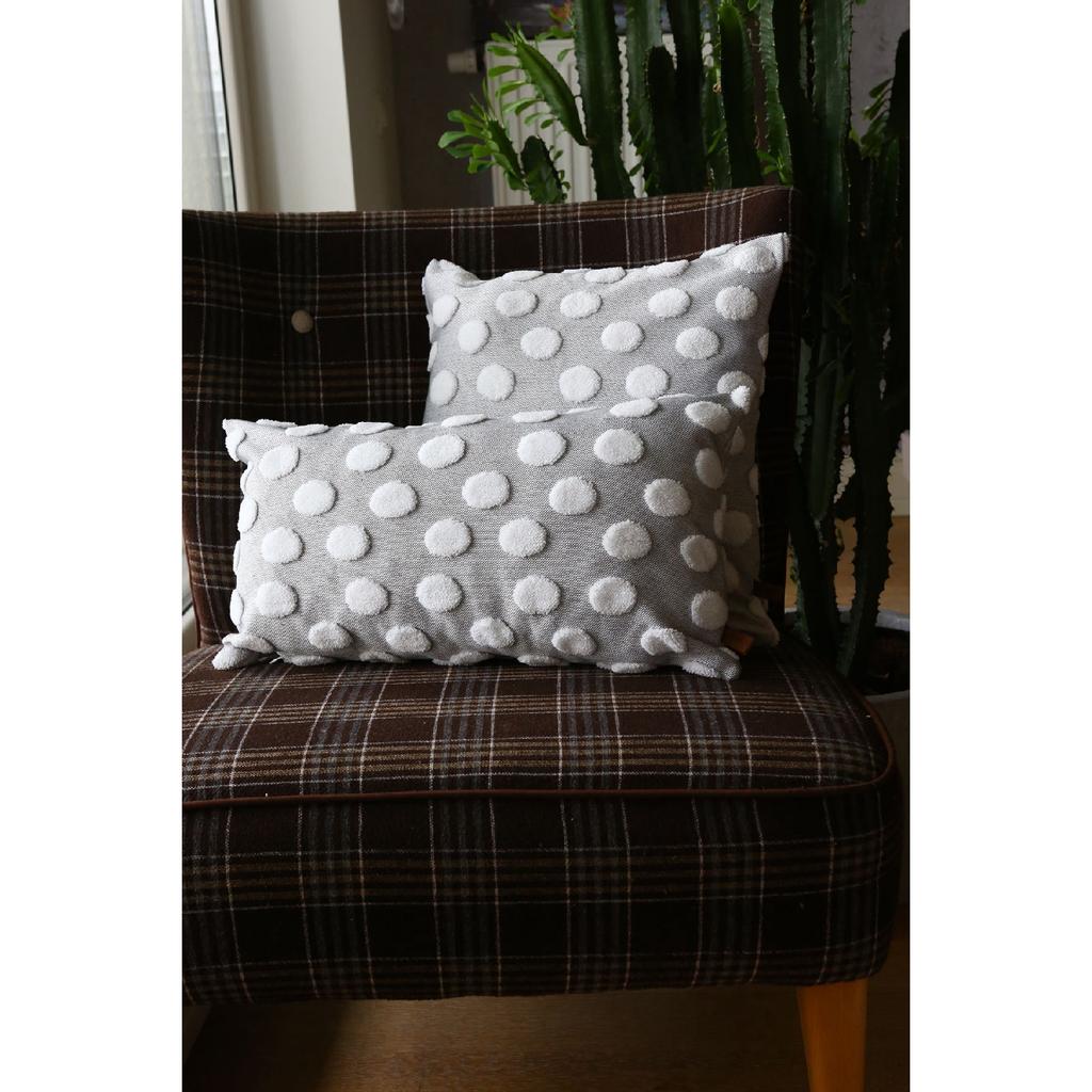 Bohemian Special Design Punch Pattern Decorative Rectangular Throw Pillow Case Point Ecru