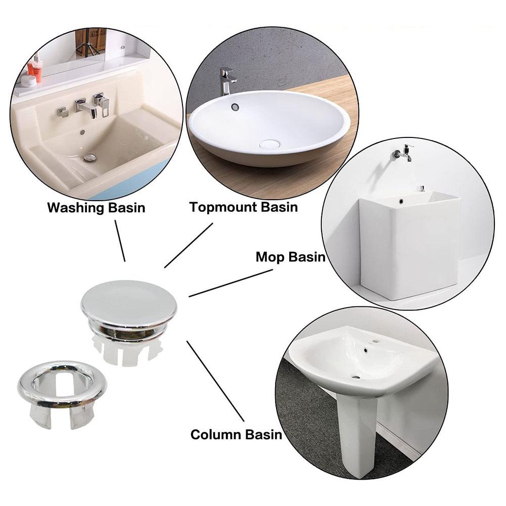 Bathroom Kit Sink Spare Parts Silver ABS Plastic Basin Chrom Cover Hole Overflow Ring Round Household Products