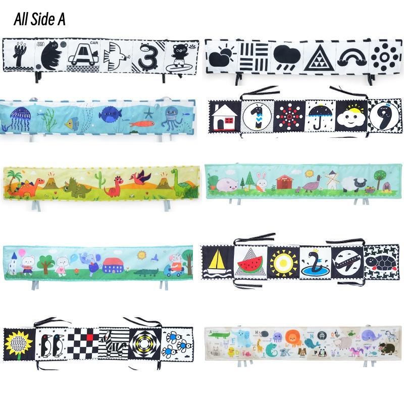 Новый трансграничный черно-белый двусторонний бортик-книжка для детской кроватки с 3D-игрушкой для раннего развития, устойчивой к разрыву, и BB-устройством