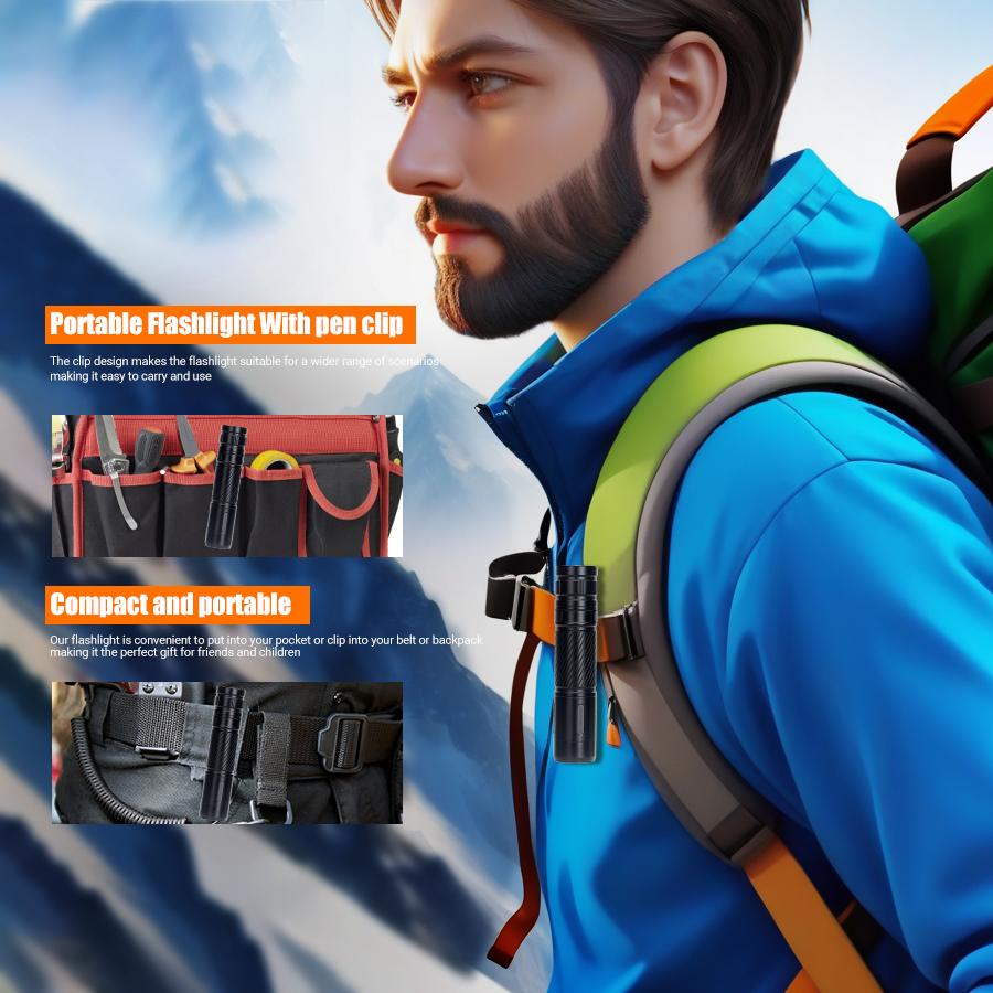 High Lumen LED Flashlight Mini Rechargeable Torch With Cap Clip USB Camping Emergency Lantern Waterproof Portable Flashlight