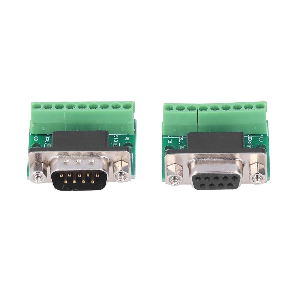 1 Pair DB9 Male Female DB9 Connector Adapter 9 Pin Screw Terminal Conversion Board Durable High Reliability for RS232 RS485
