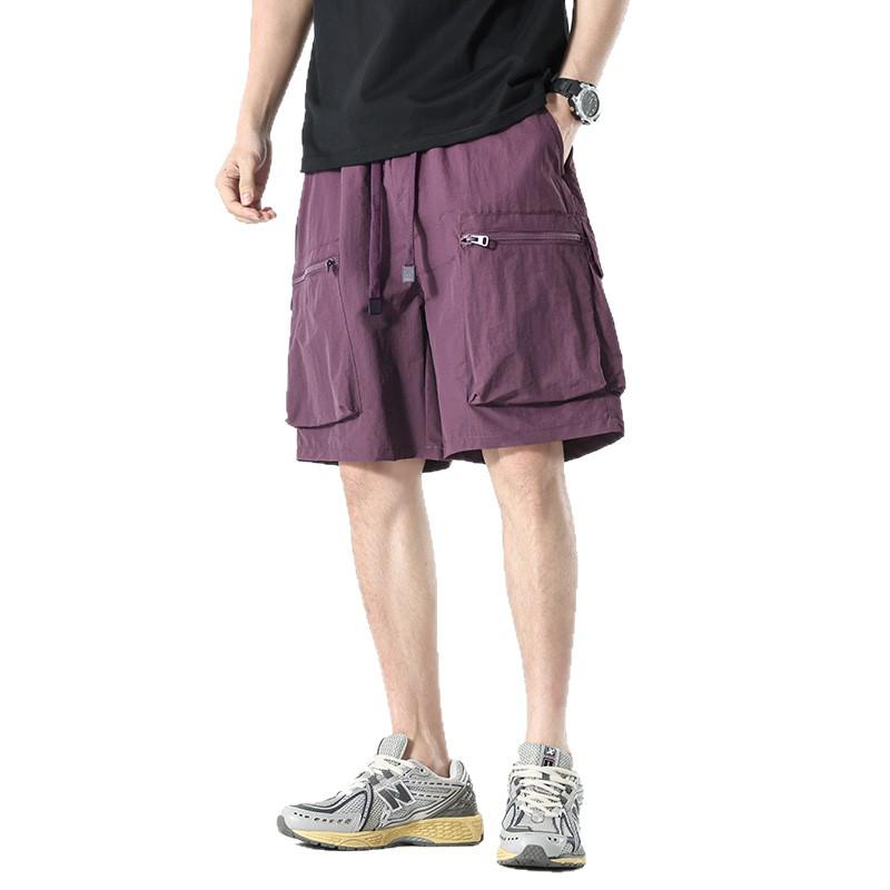 Men's Trendy Summer Loose Straight Cargo Shorts - Nylon Ice Silk, Mid-Length, Casual Fit