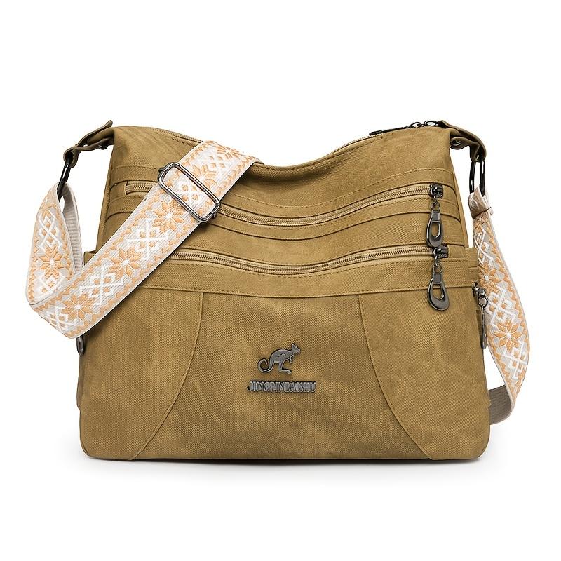 Vintage Style Shoulder Bag for Women, Faux Leather, Solid Color, Casual Occasion Handbag Zipper Closure, Polyester Lining, Edge Paint Shoulder Bag