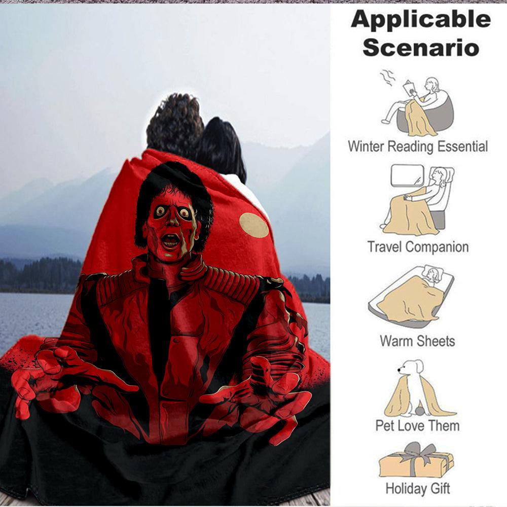 1pc Thriller, Red Jacket Blanket Lightweight Flannel Blanket Throw Blanket For Sofa, Bed, Travel, Camping, Livingroom, Office, Couch