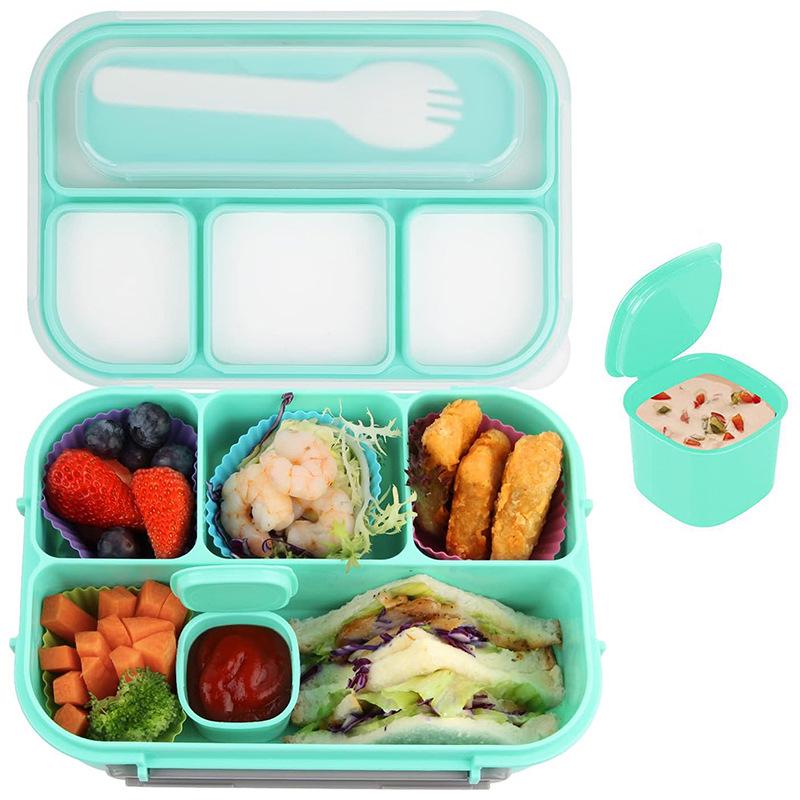 16-Piece Plastic Bento Lunch Box Set for Students with Microwave-Safe Compartments and Fruit Picks