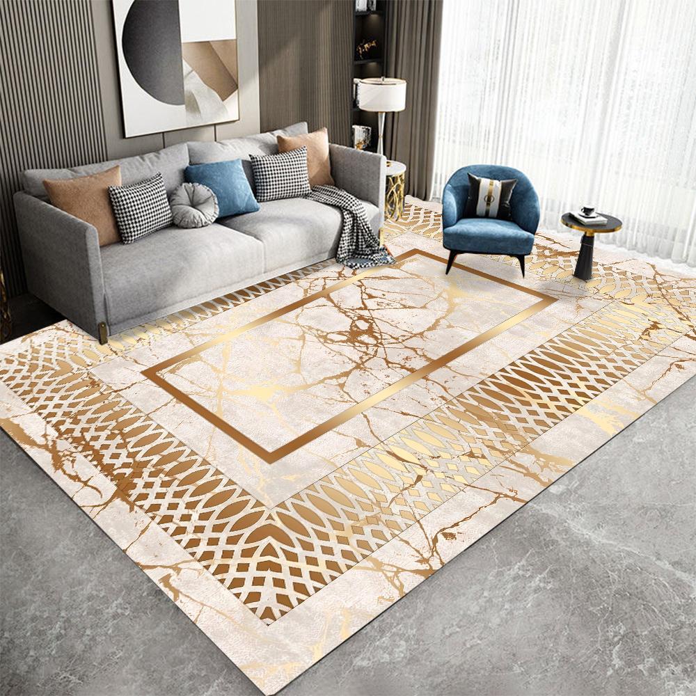 Luxurious Marble Geometic Carpet for Home Living Room Floor Mat Non-slip Bedroom Bedside Coffee Table Area Rugs Bathroom Doormat