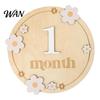 Baby Shower Photo Decoration Monthly Milestone Ornaments, Wooden Growth Markers with 3D Bow And Flower Record Decoration, Cards for Photos Keepsake
