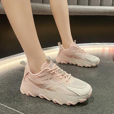 Модные сетчатые дышащие женские туфли на шнуровке розового цвета для бега, женская обувь из хлопка для ходьбы, лето 2024, модная роскошная осень, новинка в обуви