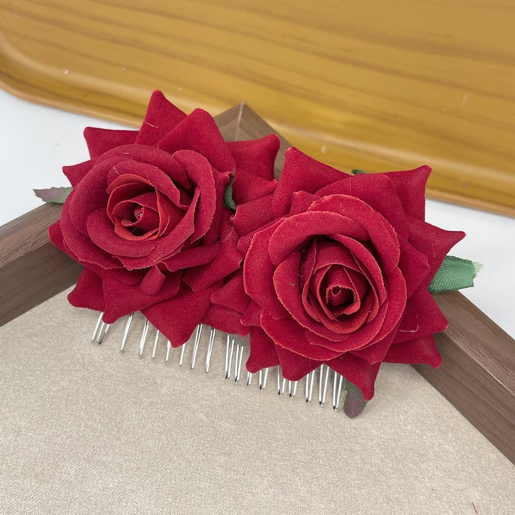 Новая Свадебная Искусственная Роза Цветок Заколка для Волос Бархатная Ткань Гребень для Волос Женские Свадебные Аксессуары для Вечеринки Подружек Невест Заколка для Волос Ювелирные Изделия