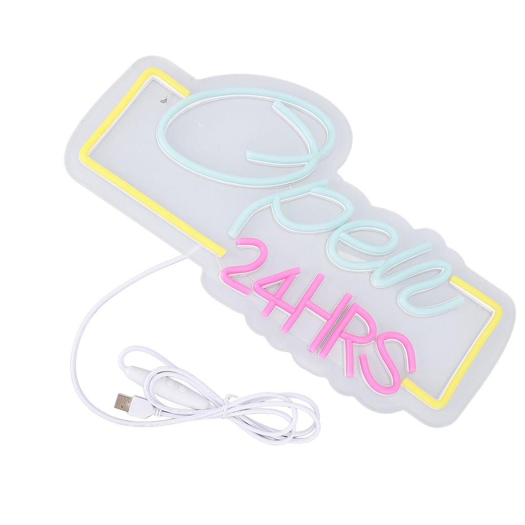 Неоновая вывеска «Открыто 24 часа», регулируемая яркость, светодиодная неоновая вывеска «Открыто» с питанием от USB для бара, паба, клуба, магазина