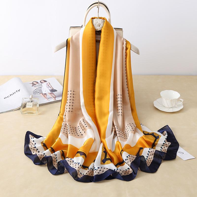 New Four Seasons Available New Silk Large Size Thin Outer Wear Neck Protection Scarf Sunscreen Warm Beach Towel For Women