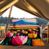 1pc Tulip Field Outdoor Flannel Blanket Soft All Season Polyester Throw , Perfect for Picnics & Travel , Picnic Accessory
