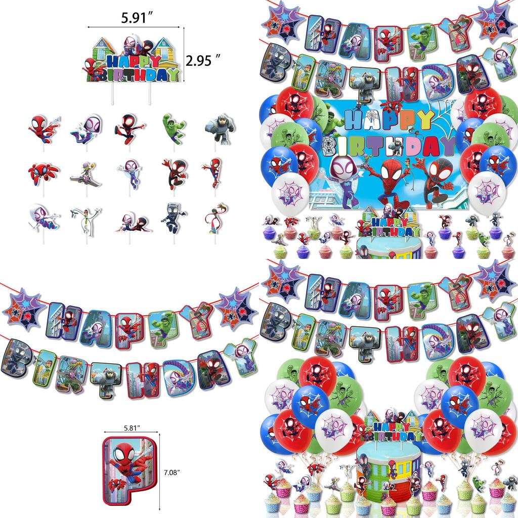 Surprise Your Friends With Spider-man Party Decorations Flags Balloons And Cake Toppers