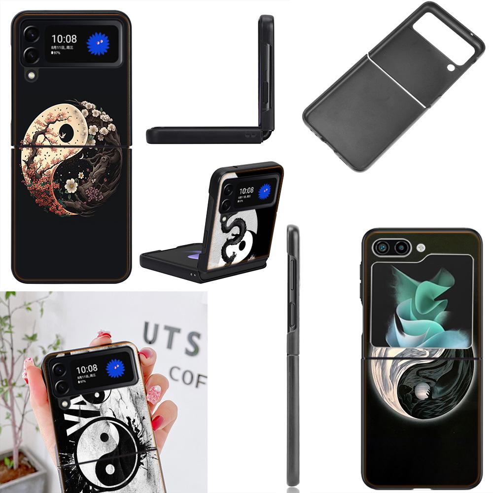 Eight Diagrams Taiji Yin Yang Phone Case For Samsung Z Flip 7 6 5G Galaxy Z Flip4 Z Flip5 Z Flip3 Coque Black Hard PC Shell Prot
