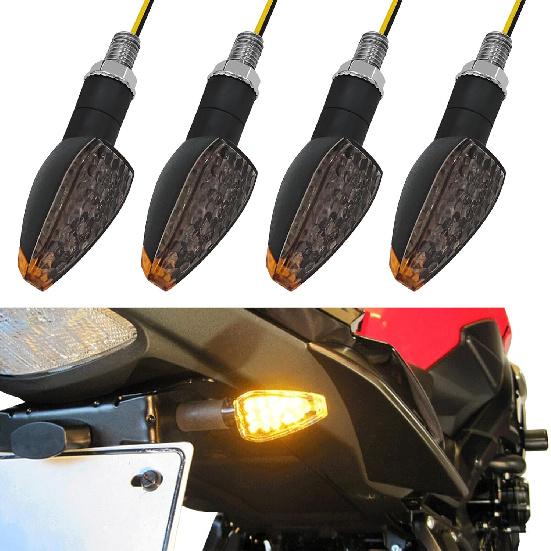 Motorcycle Turn Signals 4PCS Motorcycle Blinkers LED Turn Signals Kit 14LED 12V Motorbike Indicator Blinkers Parts Front Rear Lights Amber Lamp