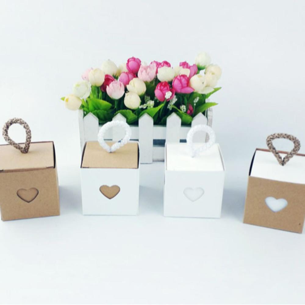 10pcs White & Brown Heart Chocolate Candy Boxes Mini Gift Packaging Boxes  Baby Shower