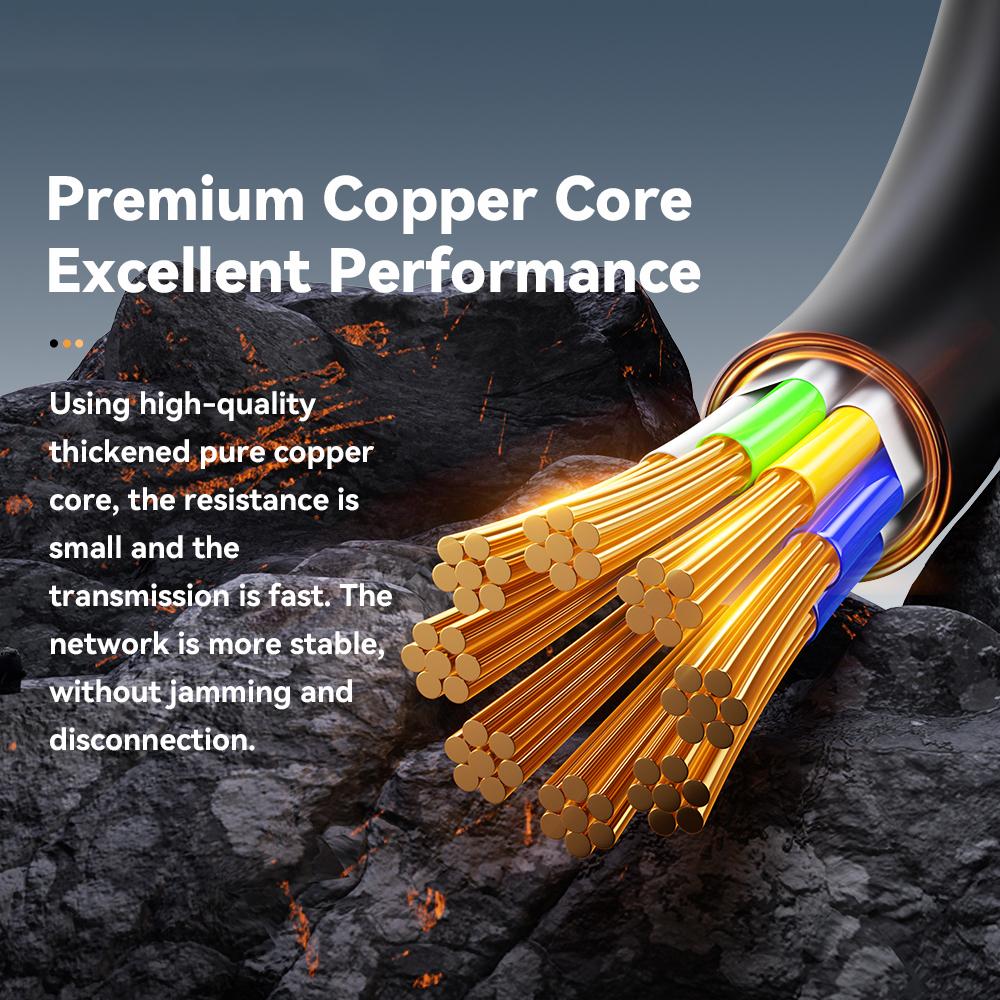 ESSAGER EXCWXY-JH01-P 1m CAT8 Ethernet Round Cable Home Office 40Gbps 2000MHz for Laptop Modem Router