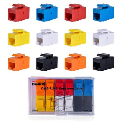 GeeekPi Cat6 RJ45 Keystone Jack Ethernet Keystone Jacks для патч-панелей Разноцветный Набор из 12 штук Вставки, Панели,