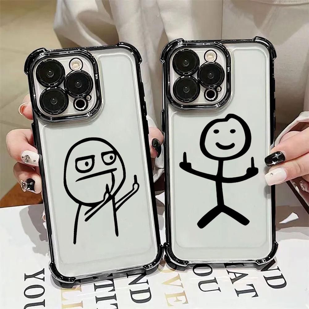 Stickman Cool Middle Finger Cute Man Phone Case For Xiaomi 15T 14T 13 Pro 15 F8 Ultra Poco X7 F7 Pro 5G X5 X6 F5 M7 Clear Cover